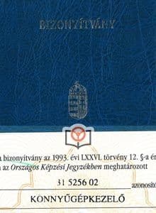 Könnyűgép OKJ bizonyítvány